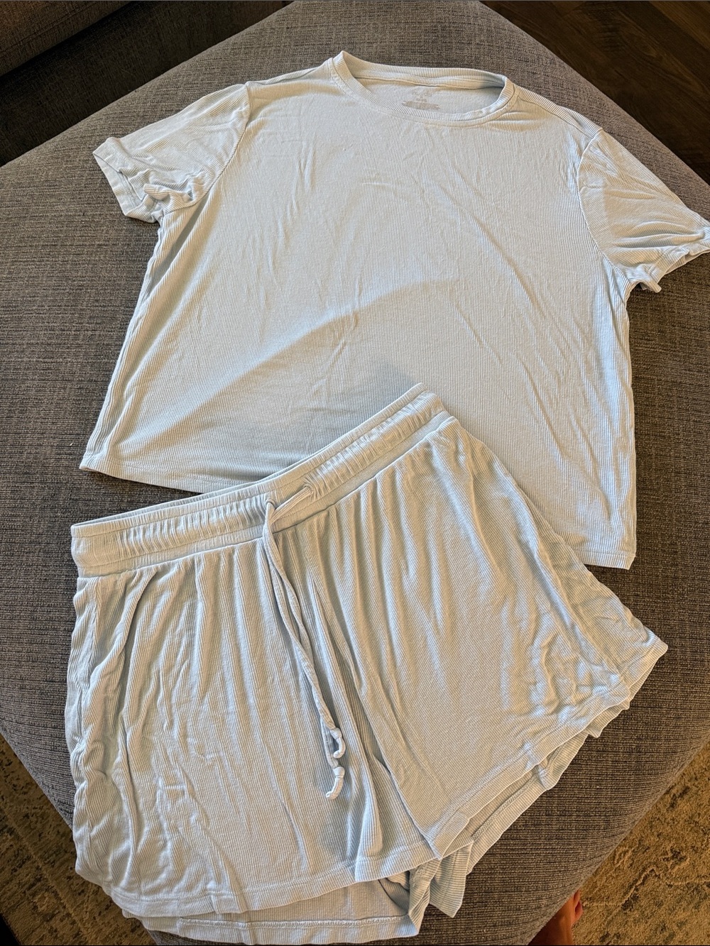 Nuuds baby blue ribbed pj set